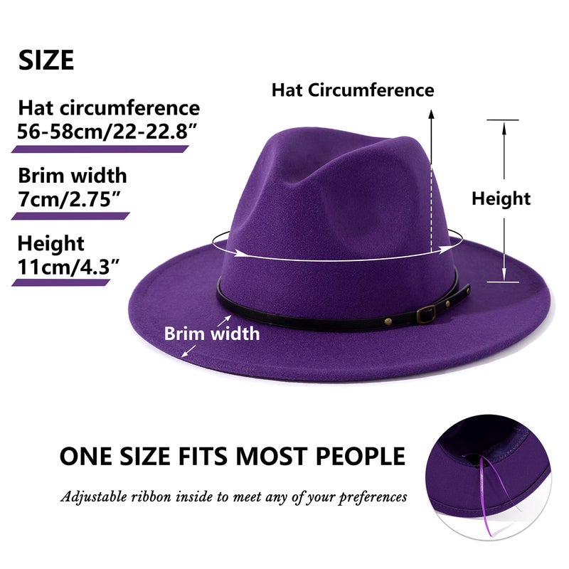 Lisianthus Women Belt Buckle Fedora Hat (Purple) - Image 5